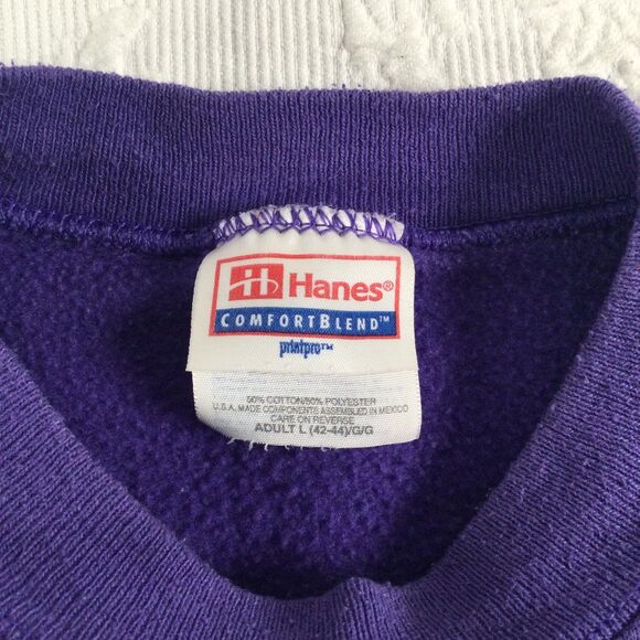 Vintage 90s Native Wolf Sweater Large Purple Long Sleeve Mens Pullover USA - Picture 4 of 8